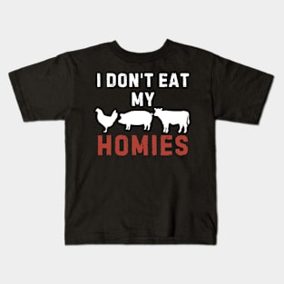 Vegetarian I Don't Eat My Homies Funny Kids T-Shirt